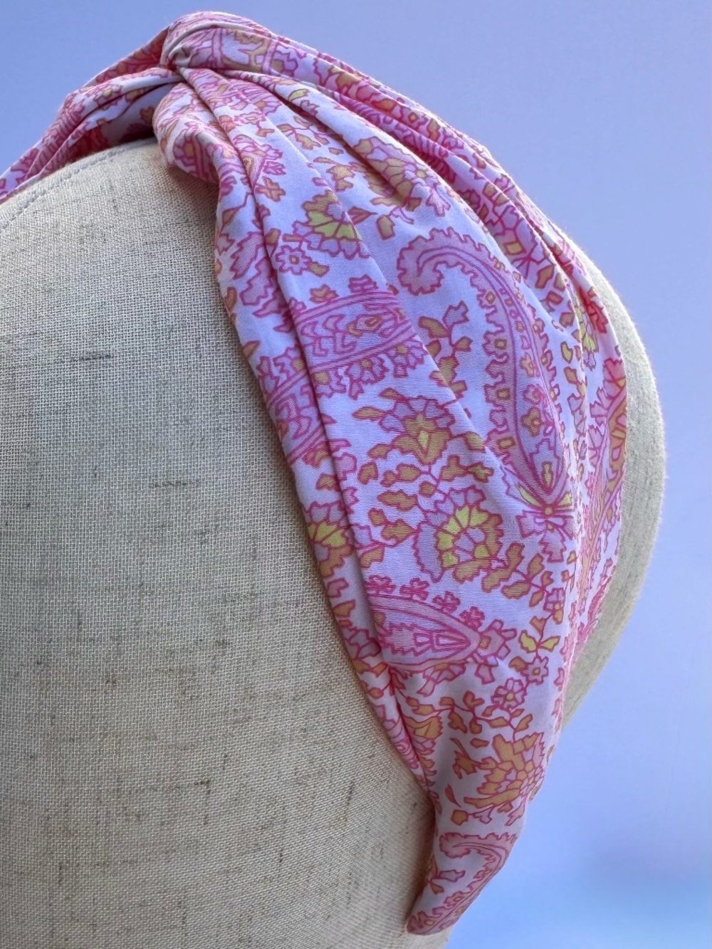 J.Crew Beach Pink Paisley Knotted Headband NWT 100% Cotton Poplin